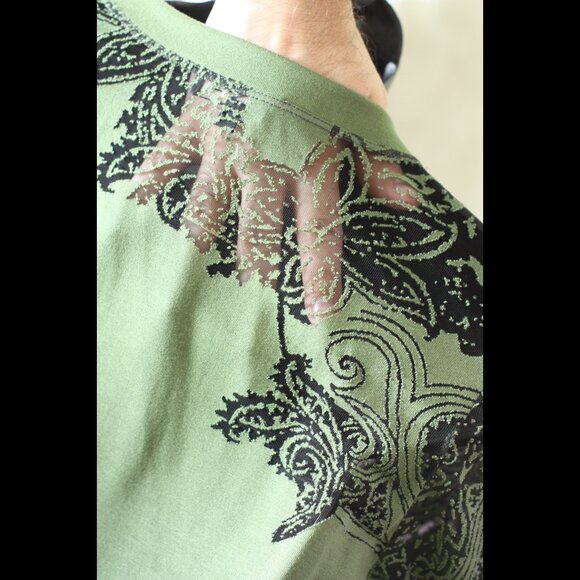 ETRO Green Fade Perforated Long Sleeve Shirt - Picture 3 of 5